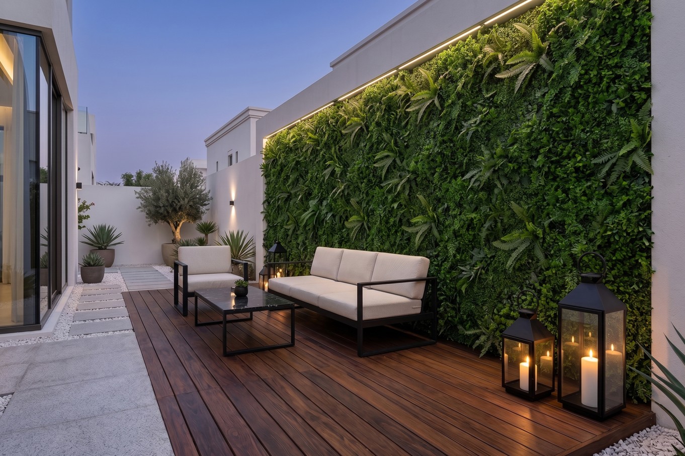 جدار أخضر مُركَّب في مكان خارجي