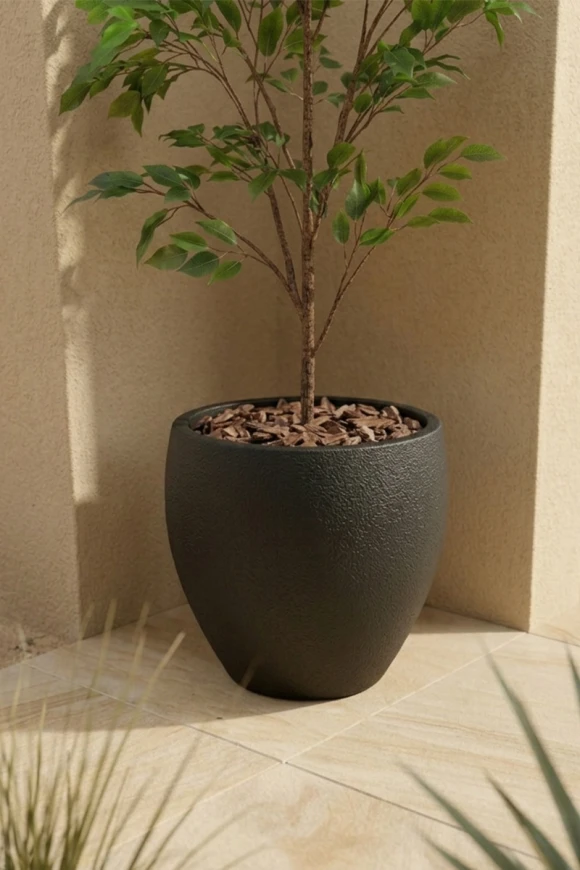 Outdoor Artificial Ficus Tree in Black Easington Pot - 140cm
