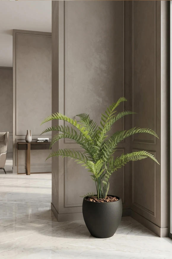 Artificial Woodwardia Fern in Black Easington Pot - 140cm