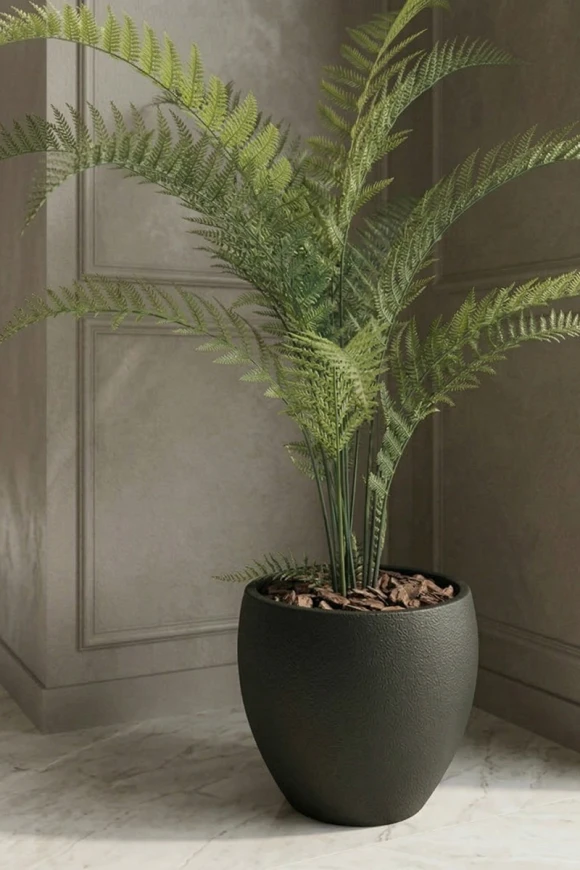 Artificial Woodwardia Fern in Black Easington Pot - 140cm