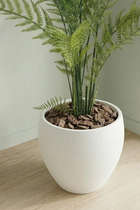 Artificial Woodwardia Fern in White Easington Pot - 140cm
