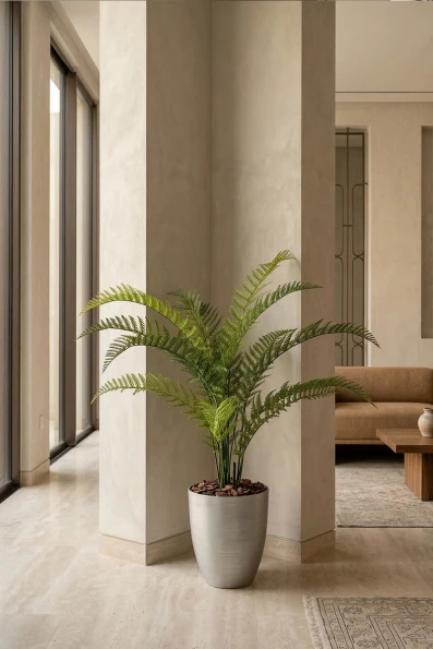 Artificial Woodwardia Fern in Silver Buxley Pot - 140cm