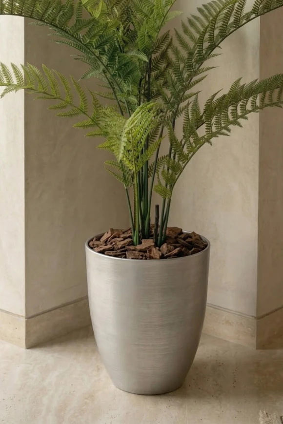 Artificial Woodwardia Fern in Silver Buxley Pot - 140cm