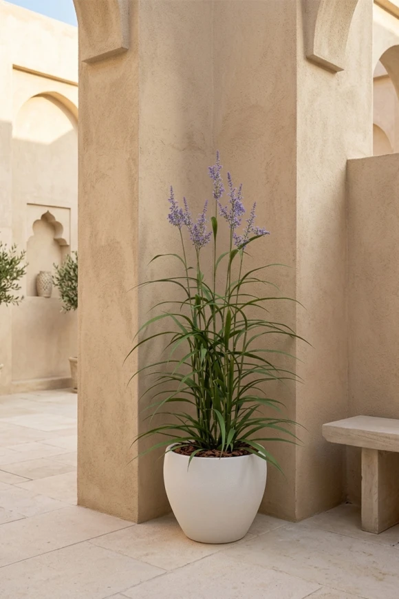 Outdoor Artificial Lavender Grass in White Easington Pot - 170cm