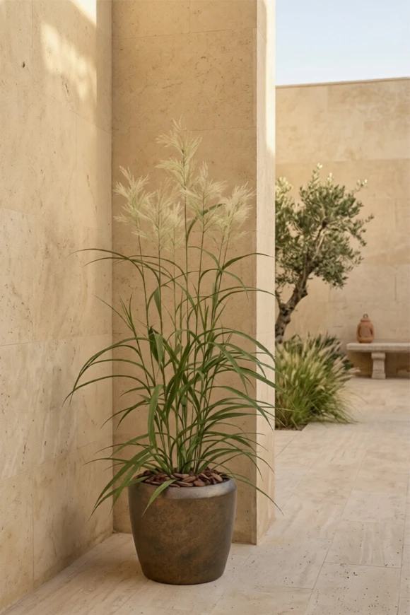 Outdoor Artificial Switchgrass in Mocha Earle Dumpy Pot - 170cm