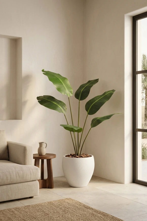 Artificial Traveller Palm in White Easington Pot - 170cm