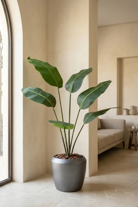 Artificial Traveller Palm in Slate Earle Dumpy Pot - 170cm