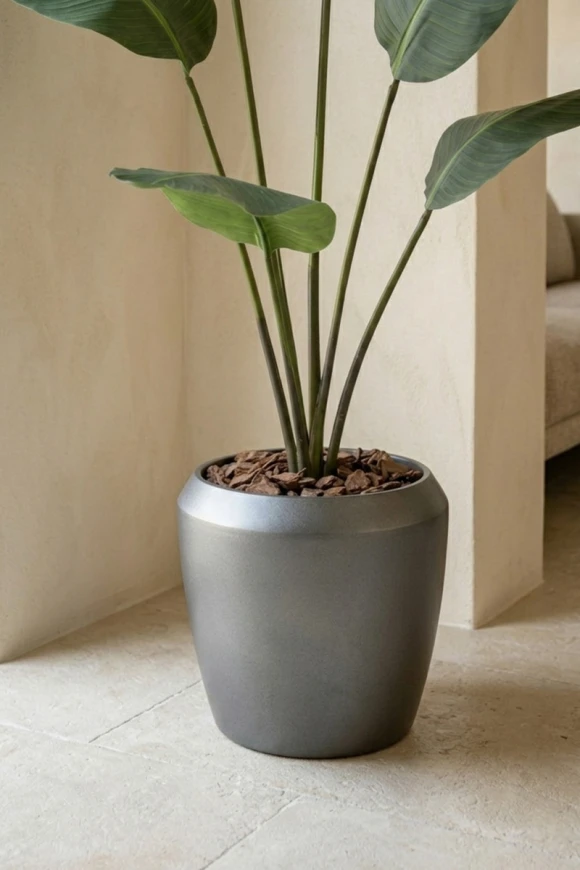 Artificial Traveller Palm in Slate Earle Dumpy Pot - 170cm