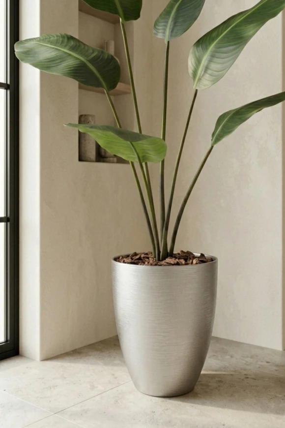 Artificial Traveller Palm in Silver Buxley Pot - 170cm