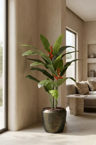 Artificial Heliconia Palm in Mocha Earle Dumpy Pot - 190cm