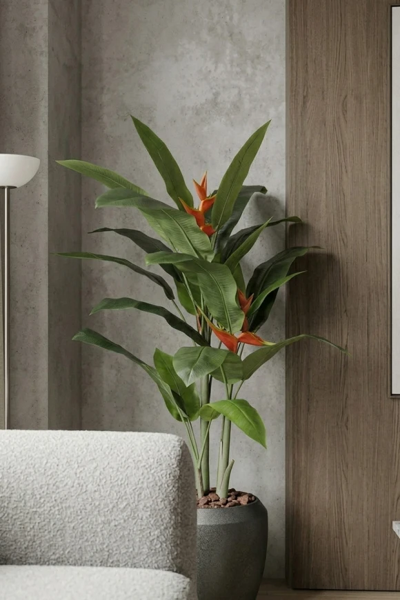 Artificial Heliconia Palm in Slate Earle Dumpy Pot - 190cm