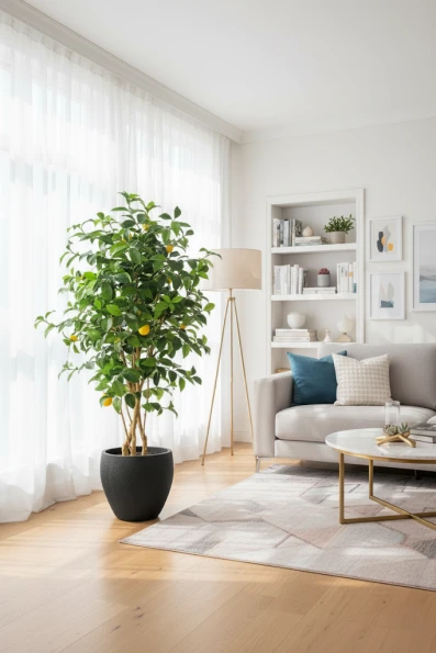 Artificial Lemon Tree in Black Easington Pot - 150cm