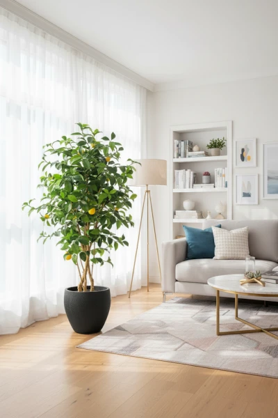 Artificial Lemon Tree in Black Easington Pot - 150cm