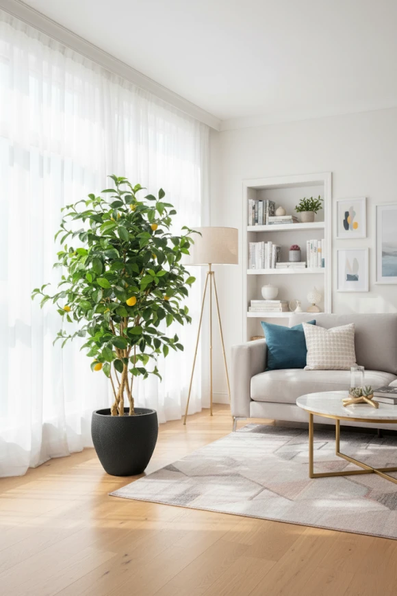 Artificial Lemon Tree in Black Easington Pot - 150cm