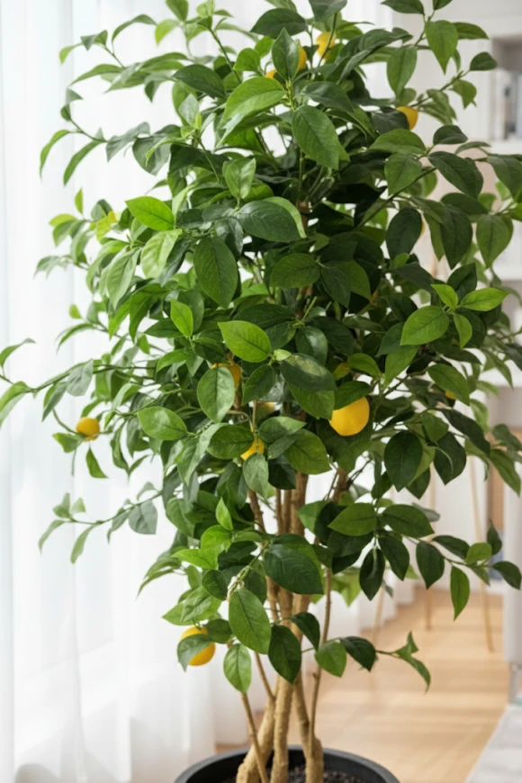 Artificial Lemon Tree in Black Easington Pot - 150cm