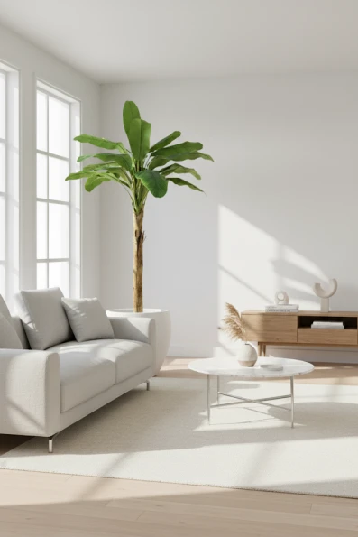 Artificial Banana Tree in White Easington Pot - 350cm