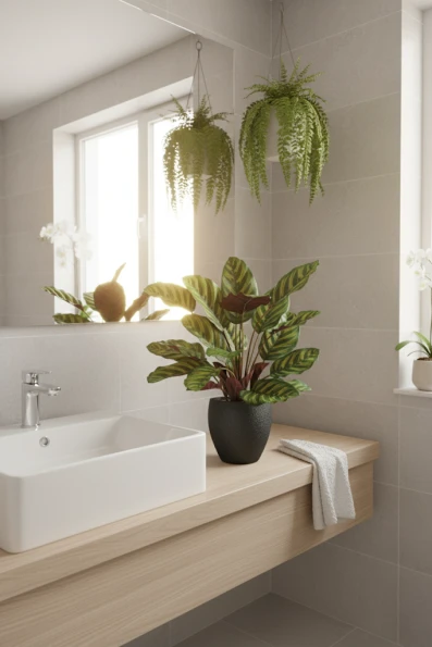 Artificial Calathea Roseopicta in Black Easington Pot - 70cm