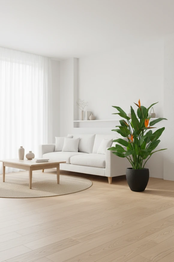 Artificial Flowering Bird of Paradise in Pot - 120cm