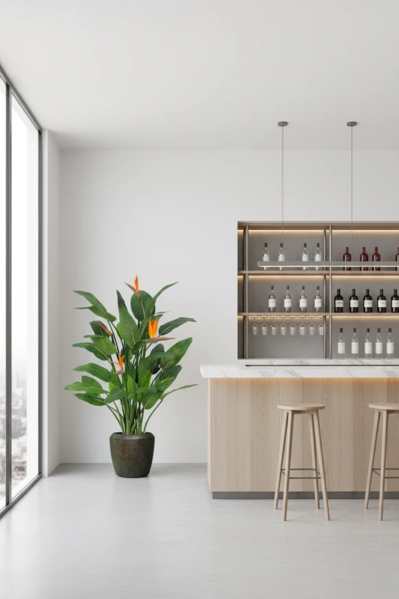 Artificial Flowering Bird of Paradise in Earle Dumpy Pot - 120cm