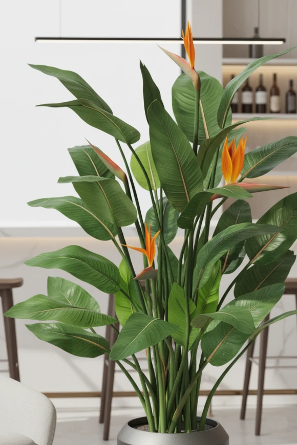 Artificial Flowering Bird of Paradise in Earle Dumpy Pot - 120cm