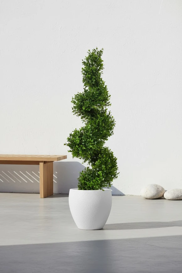 Image of Artificial Buxus Spiral in Pot - 90cm