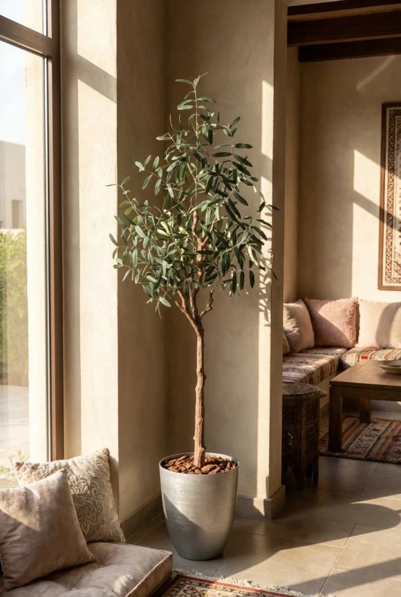 Artificial Olive Tree in Silver Buxley Pot - 180cm