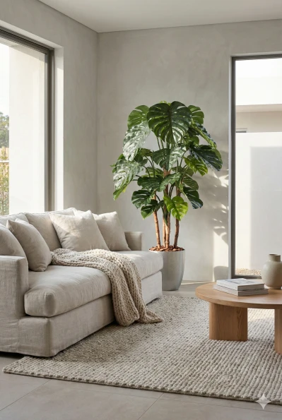 Artificial Monstera in Silver Buxley Pot - 165cm