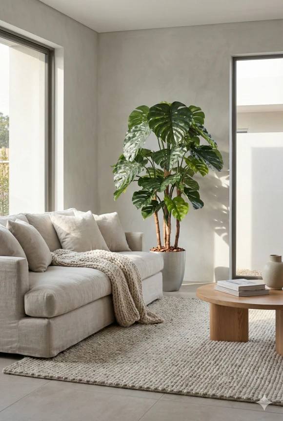 Artificial Monstera in Silver Buxley Pot - 165cm