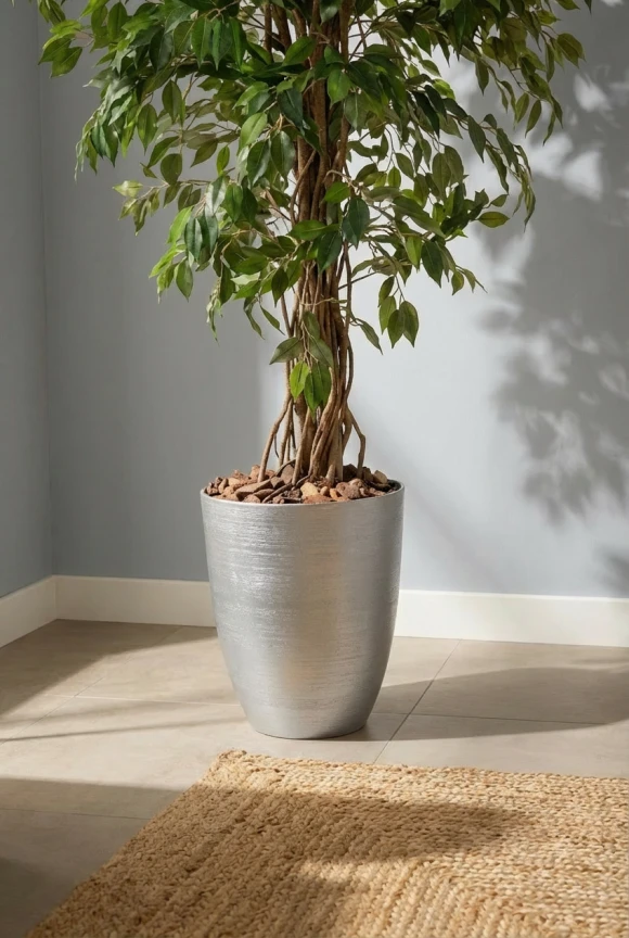 Artificial Ficus Liana in Silver Buxley Pot - 150cm
