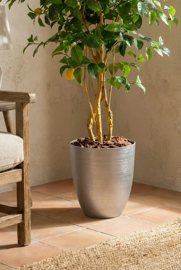 Artificial Lemon Tree in Silver Buxley Pot - 150cm