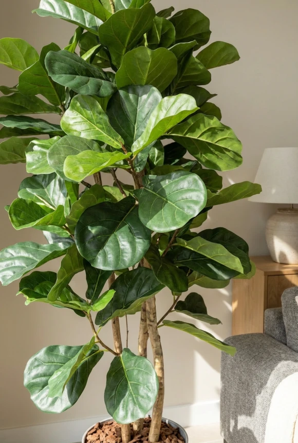 Artificial Fiddle Tree in Silver Buxley Pot - 150cm