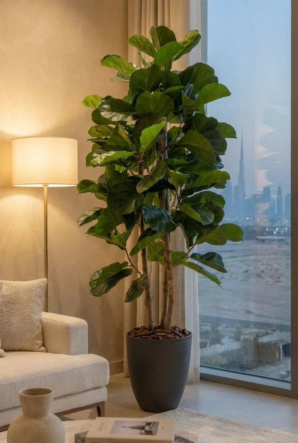 Artificial Fiddle Tree in Charcoal Buxley Pot - 150cm