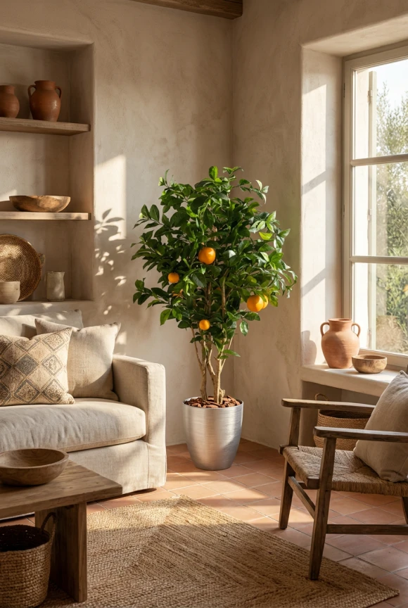 Artificial Orange Tree in Silver Buxley Pot - 150cm