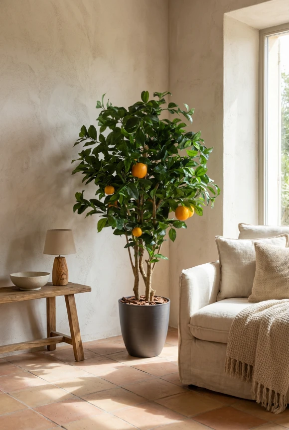 Artificial Orange Tree in Charcoal Buxley Pot - 150cm