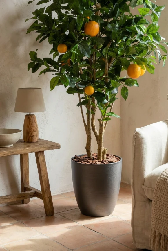 Artificial Orange Tree in Charcoal Buxley Pot - 150cm