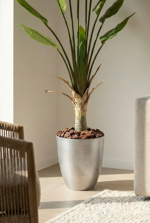 Artificial Traveller Palm in Silver Buxley Pot - 150cm