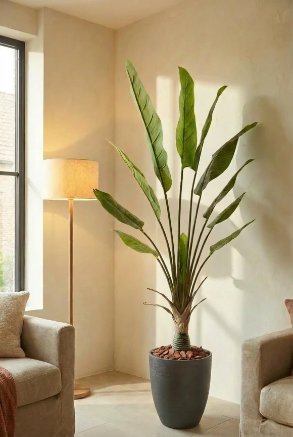 Artificial Traveller Palm in Charcoal Buxley Pot - 150cm