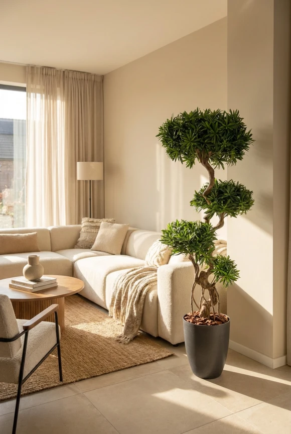 Artificial Podocarpus Cloud in Charcoal Buxley Pot - 150cm