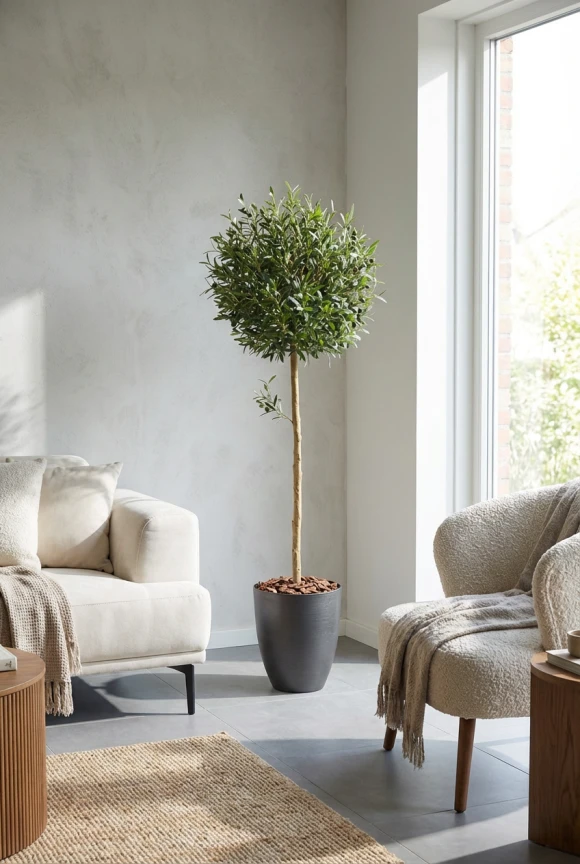 Artificial Olive Ball Tree in Charcoal Buxley Pot - 150cm