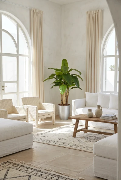 Artificial Banana Tree in Silver Buxley Pot - 140cm