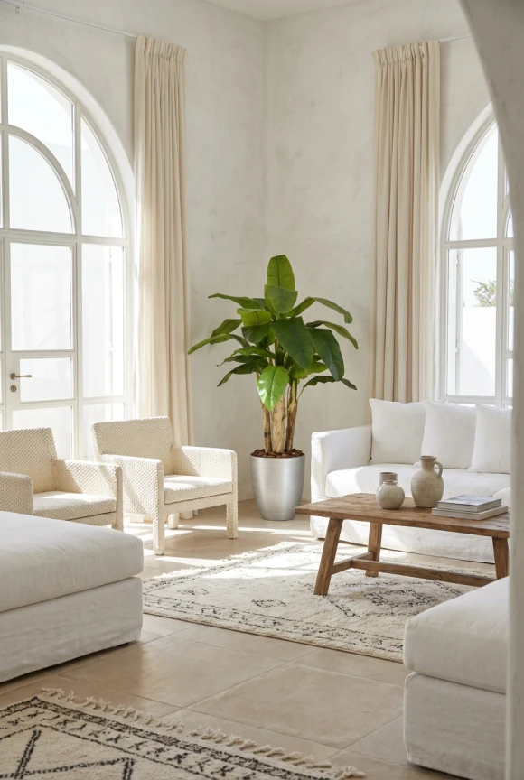 Artificial Banana Tree in Silver Buxley Pot - 140cm