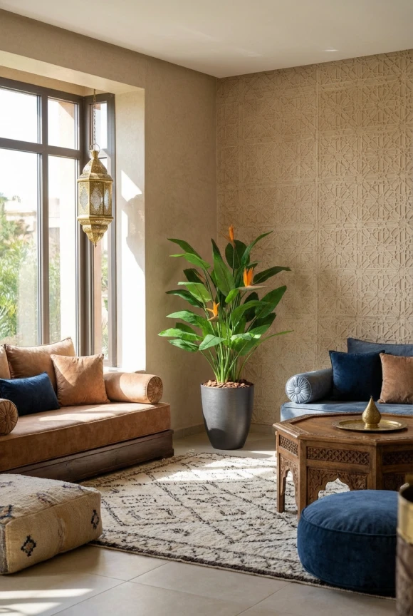 Artificial Flowering Bird of Paradise in Charcoal Buxley Pot - 120cm