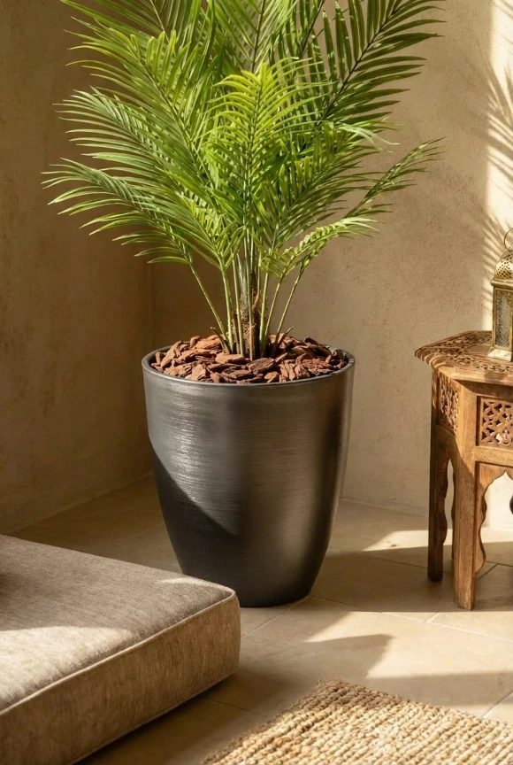 Artificial Areca Palm in Charcoal Buxley Pot - 120cm