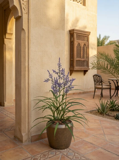 Outdoor Artificial Lavender Grass in Mocha Earle Dumpy Pot - 110cm