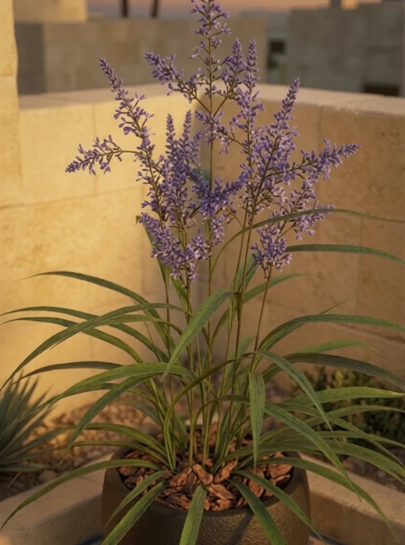 Outdoor Artificial Lavender Grass in Black Easington Pot - 110cm