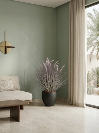 Artificial Dogtail Grass in Black Easington Pot - 110cm