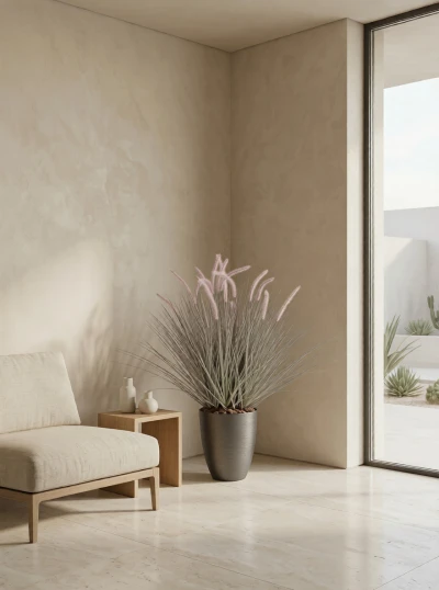 Artificial Dogtail Grass in Charcoal Buxley Pot - 110cm