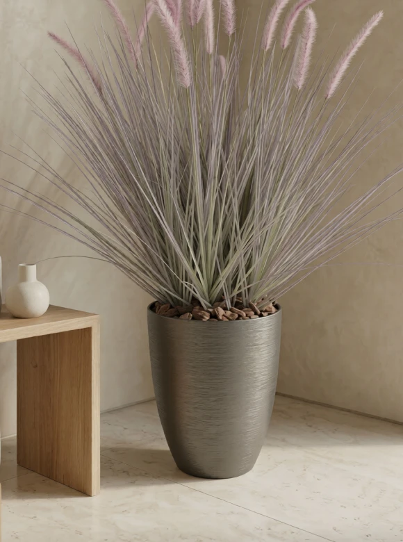 Artificial Dogtail Grass in Charcoal Buxley Pot - 110cm