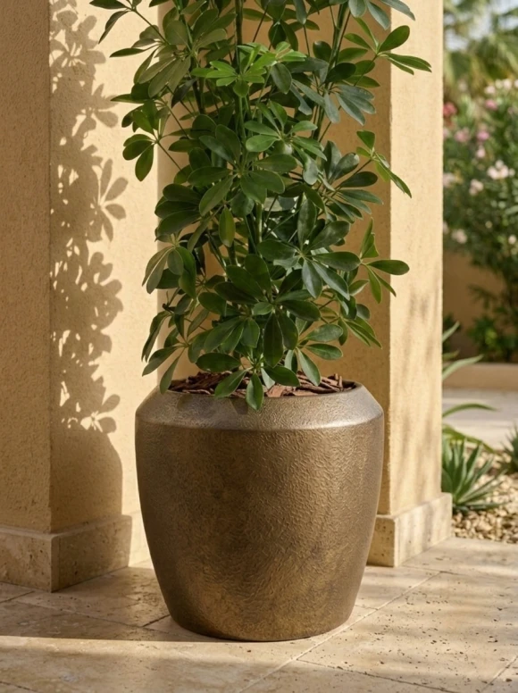 Outdoor Artificial Pittosporum in Mocha Earle Dumpy Pot - 120cm