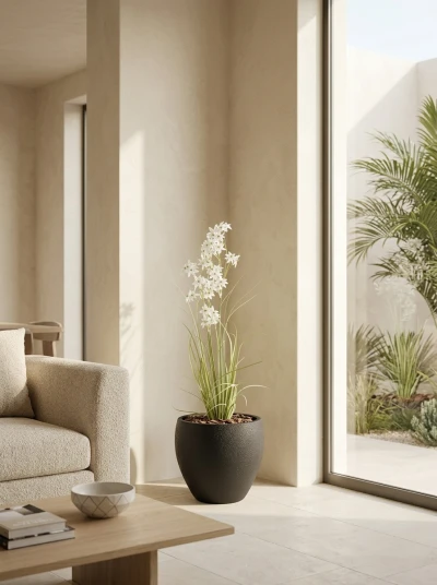 Artificial Allium Grass in Black Easington Pot - 130cm